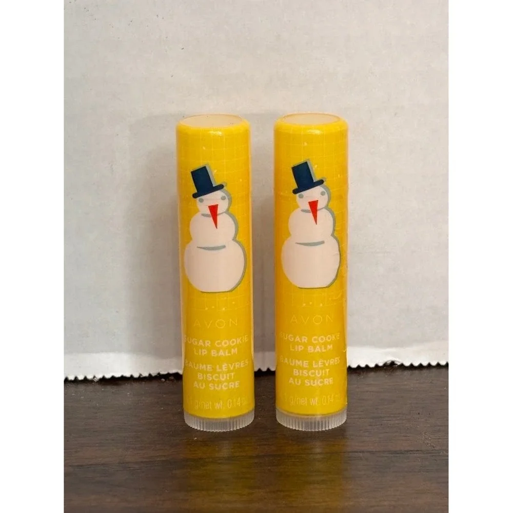 Avon Sugar Cookie Lip Balm Set of 2 Snowman Holiday Limited Edition 0.14oz New